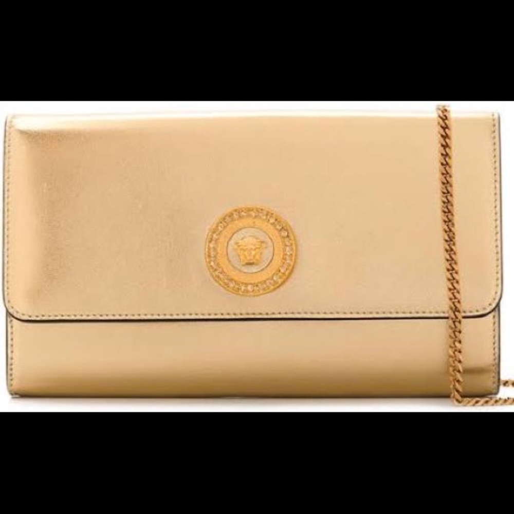 New Versace Gold Medusa Icon Swarovski Crystal Bag